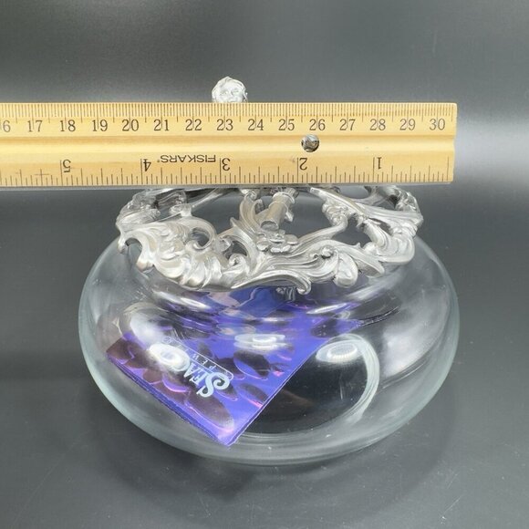 1995 Seagull Canada Pewter Metal Canister Jar Container Lid Clear Glass Marked - Picture 4 of 12